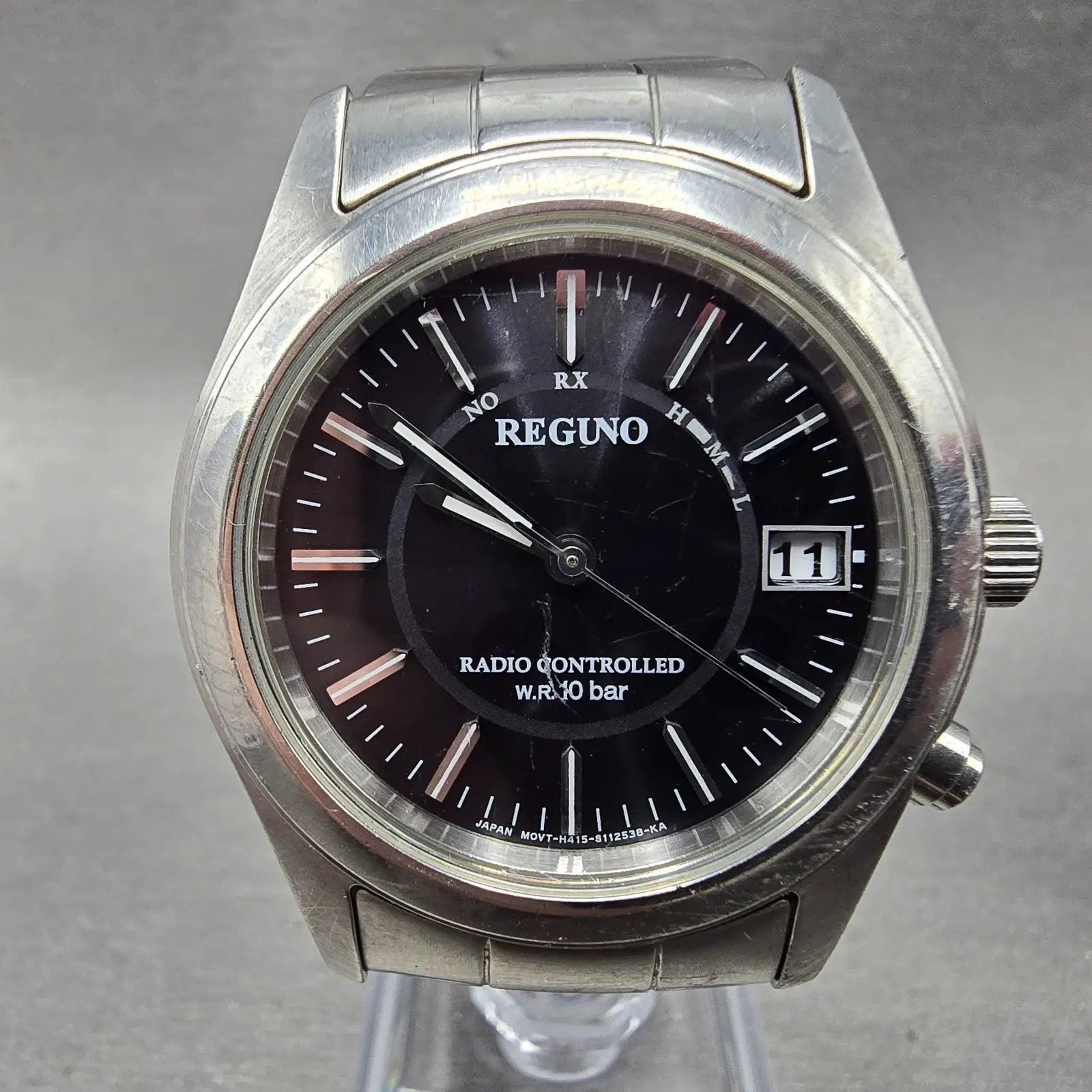 Citizen Reguno Watch Men 36mm Black Dial Steel Solar Radio Controlled Round PART0