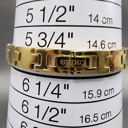 Seiko Watch Women 20mm Black Dial Gold Tone Round 1N000GM0 New Battery10