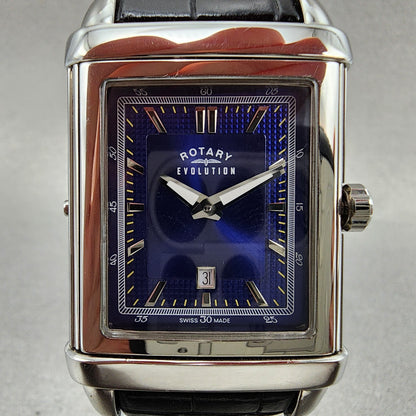 Rotary Revelation Watch Men 32mm Blue White Dial Small Seconds Reversible READ!!5
