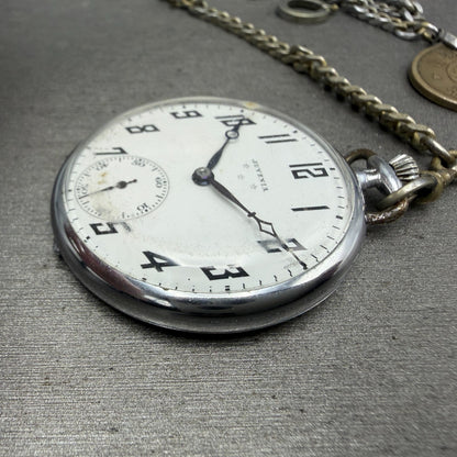 Juvenia Pocket Watch 42mm White Dial Silver TOne PARTS4