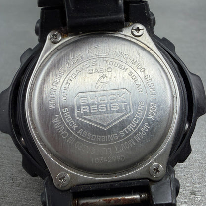 Casio G-Shock AWG-M100 Watch Men 49mm Gray Dial Black Tone Solar Works READ!!!6