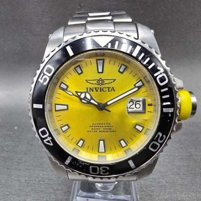 Invicta Pro Diver automatic Watch Men 43mm Yellow Dial Silver Date Round 112110
