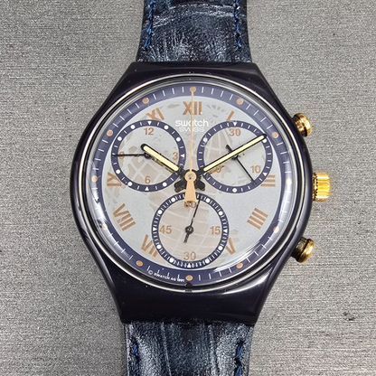 Swatch Chrono Timeless Zone Watch Men 37mm Silver Dial SCN104 New Battery NOS0