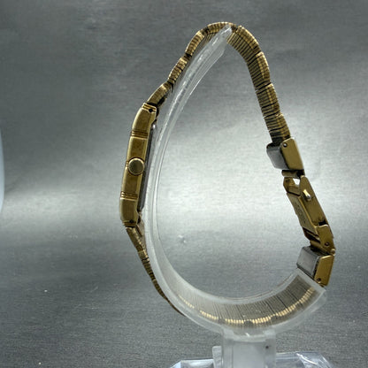Seiko Tank Watch Women 13mm Champagne Dial Gold Tone 2E20-5039 New Battery VTG6