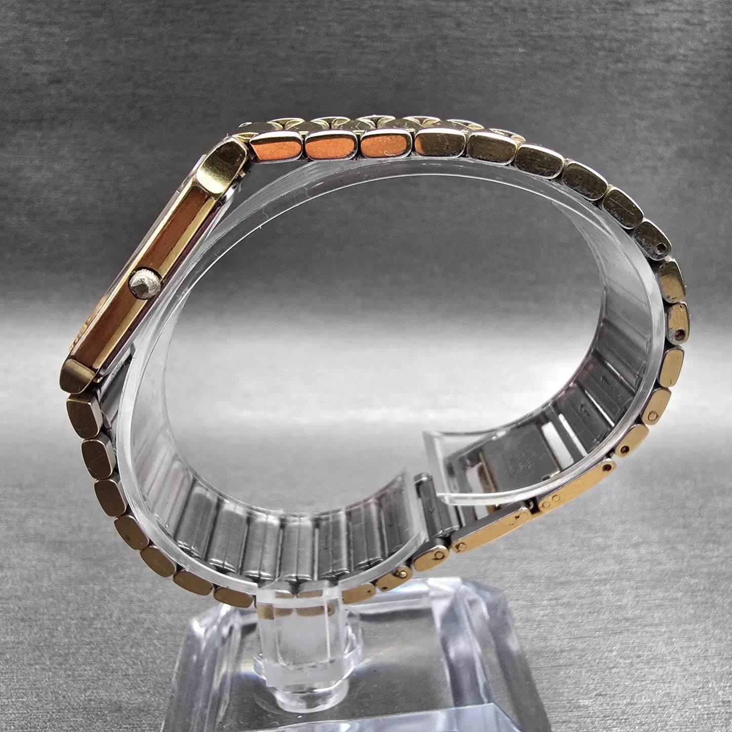 Seiko Arc Tank Watch Men 22mm Gold Dial Gold Tone Rectangle 7320-6460 New Batt6