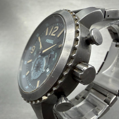 Fossil Chronograph Watch Men 50mm Gray Dial Gray Tone Date BQ2113 New Battery2