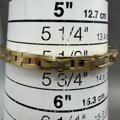 Elgin Watch Women 18mm MOP Dial Gold Tone Oval Ruby Diamond Bezel New Battery AB10
