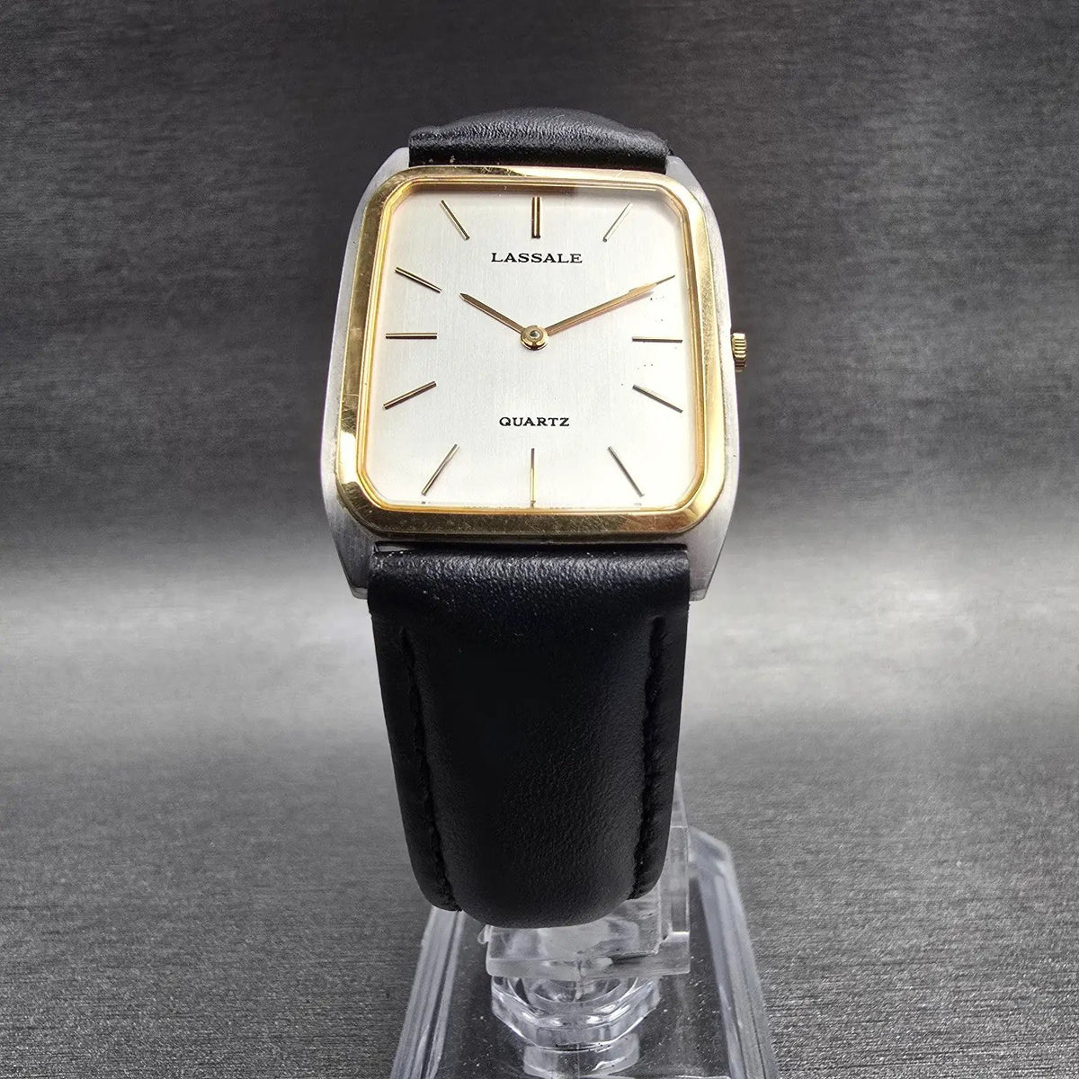 Seiko Lassale Watch Men 26mm Silver Dial Two Tone Rectangle 7750-5459 New Batt5