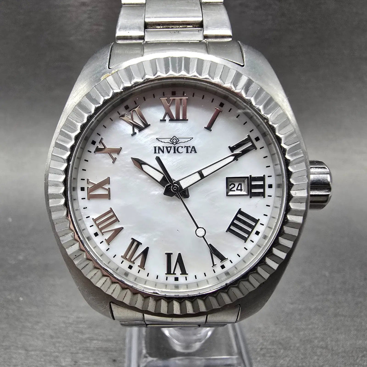 Invicta Angel Watch Women 40mm MOP Dial Silver Date Round 20315 New Battery0