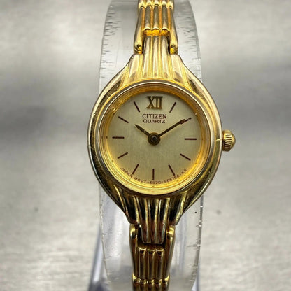 Citizen Watch Women 17mm Champagne Dial Gold Tone Oval 5920-S64291 New Battery0