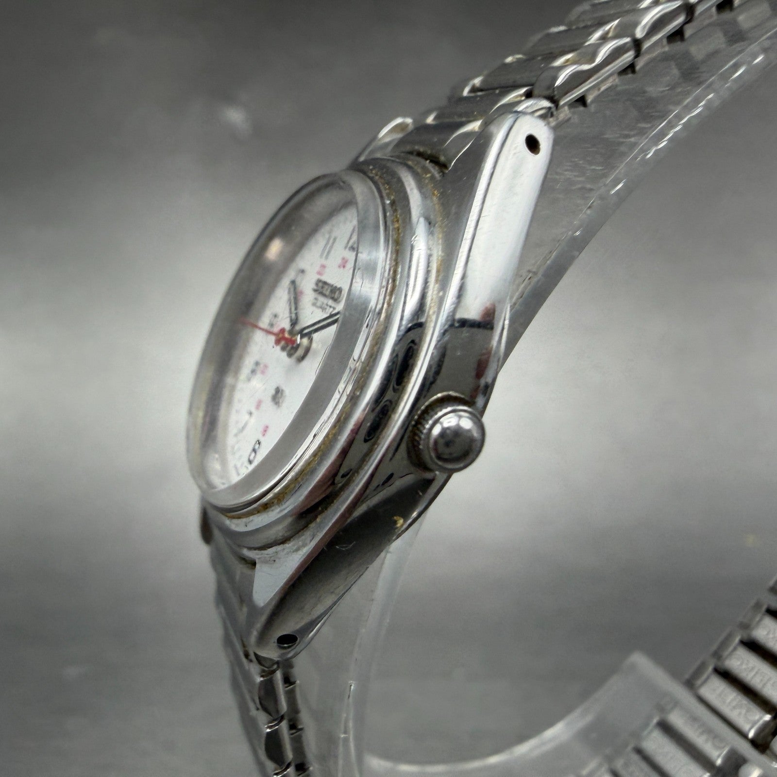 Seiko SQ Watch Women 24mm White Dial Silver Tone Daydate Round 7N83-6A09 New Bat2
