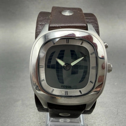 Fossil Big Tic Watch Men 39mm Silver Tone Square FS5740 New Battery ABC0