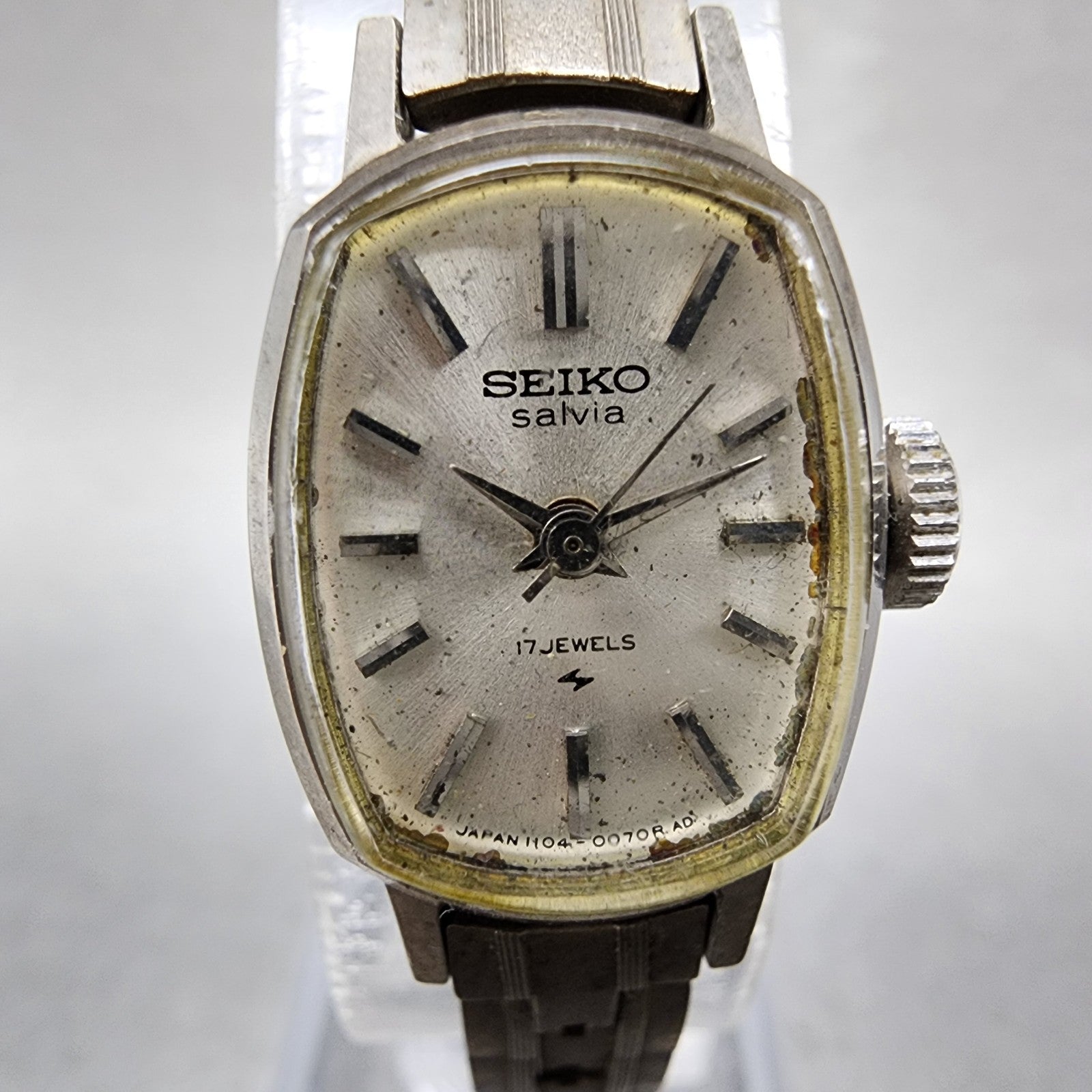 Seiko Salvia Watch Women 15mm Silver Dial Silver Tone Manual 11043030 Runs1