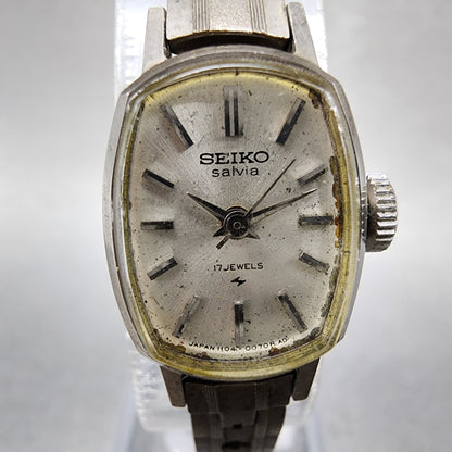 Seiko Salvia Watch Women 15mm Silver Dial Silver Tone Manual 11043030 Runs1