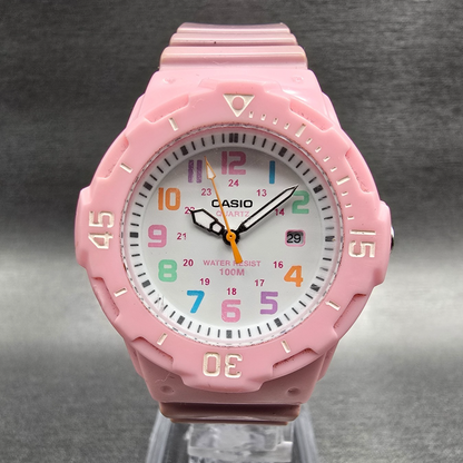 Casio Dive Watch Women 33mm White Dial Pink Date Round LRW-200H New Battery0