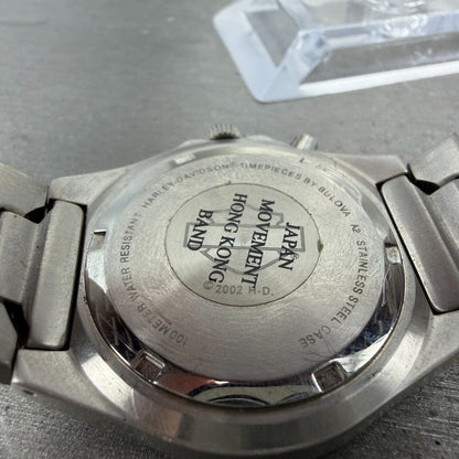 Bulova Harley Davidson Watch Men 39mm Black Dial Silver Tone Date Round New Batt9
