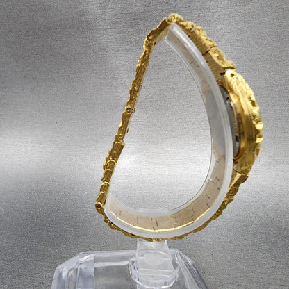 Gruen Watch Women 25mm Champagne Dial Gold Nugget Case Tone New Battery VTG9