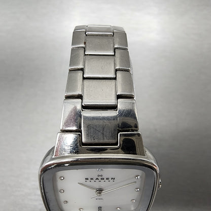 Skagen Steel Watch Women 26mm MOP Dial Silver Tone Rectangle 658SSSX New Batt