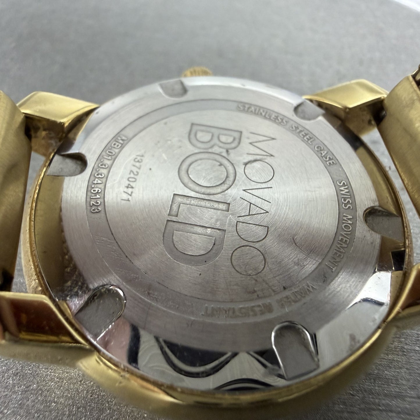 Movado Bold Evolution Watch Women 36mm Gold Dial Gold Tone Round READ!!! New Bat10