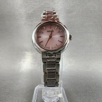 Seiko Solar Watch Women 25mm Pink Dial Steel Round Atomic 1B210AM0 Works6