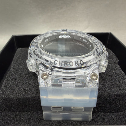 Invicta Racing Digital Watch Men CLear Alarm Chrono Round Translucent 490412