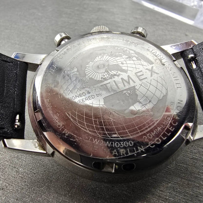 Timex Marlin Chronograph Watch Men 40mm Silver Dial Steel Date Round New Battery9