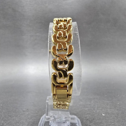 Jules Jurgenson Watch Women 17mm Champagne Dial Gold Oval Gem Set Bezel New Batt7