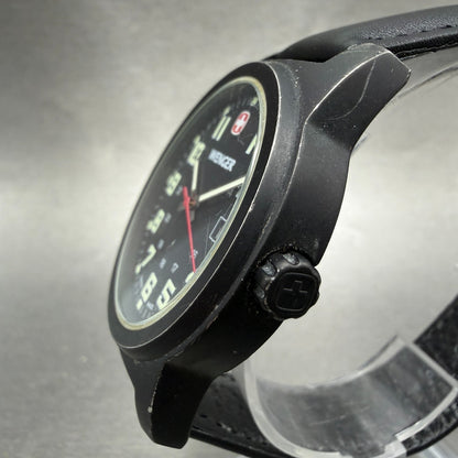 Wenger Watch Men 41mm Black Dial Black Tone Date 7281X Round New Battery2