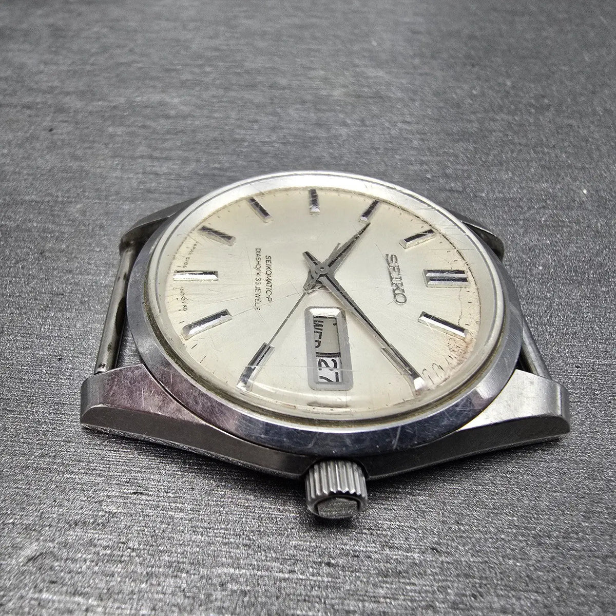 Seiko Seikomatic-P Watch men 37mm White Dial Steel Daydate 5106-8010 JDM PARTS6