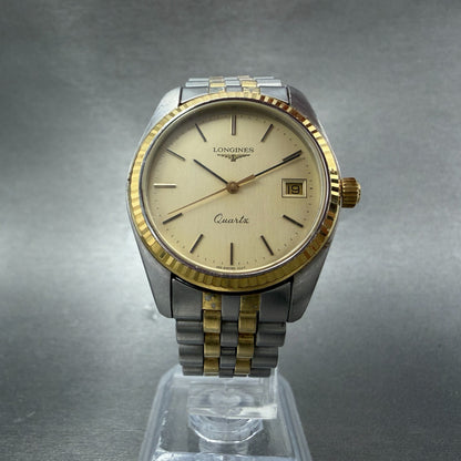 Longines Watch Unisex 33mm Gold Dial Two Tone Date Round 156.1647 New Battery5