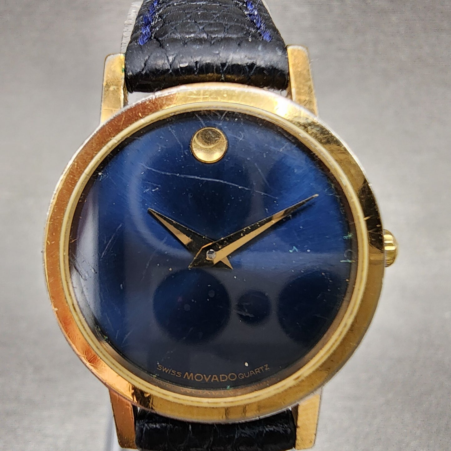 Movado Museum Watch Women 24mm Blue Dial Gold Tone Round 87A1832 PARTS2