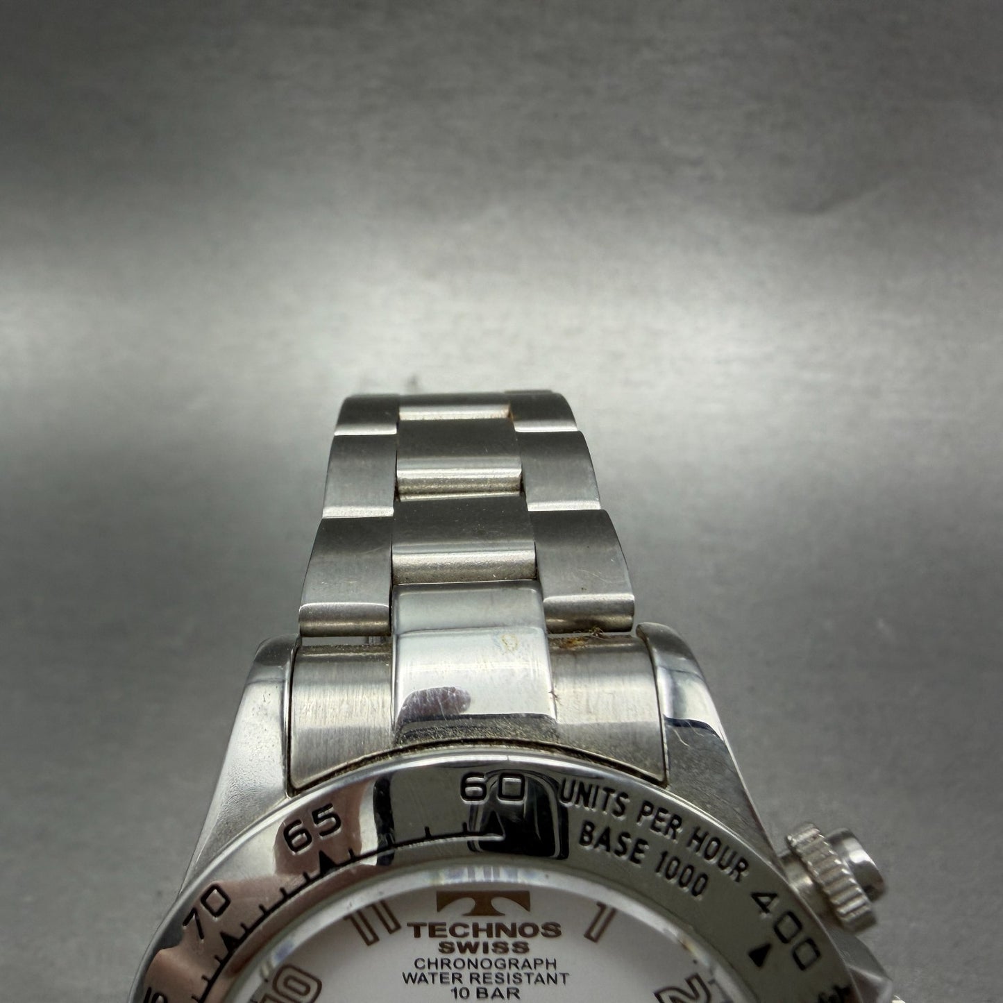Technos Chronograph Watch Men 41mm White Dial Silver Tone Round TBKC847 New Batt4