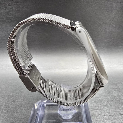 Swatch Skinmesh Watch Men 35mm Silver Dial Mesh Band Round SVOM100M New Battery8