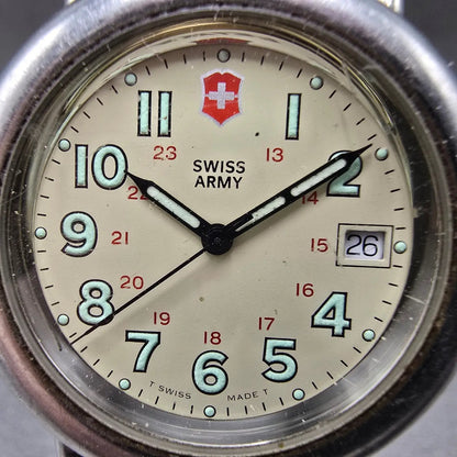 Victorinox Swiss Army Cavalry Watch Men 37mm Cream Dial Silver Tone Date PART CH2