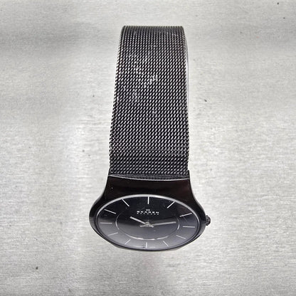 Skagen Watch Men 34mm Black Dial Black Tone Titanium Round 233LTMB New Battery4