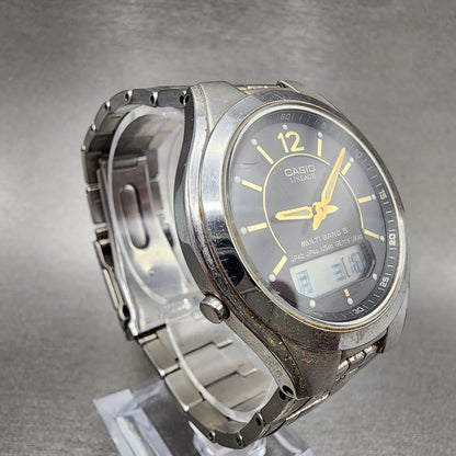 Casio Lineage Watch Men 38mm Gray Dial Steel Analog Digital Solar LCWM200 Works4