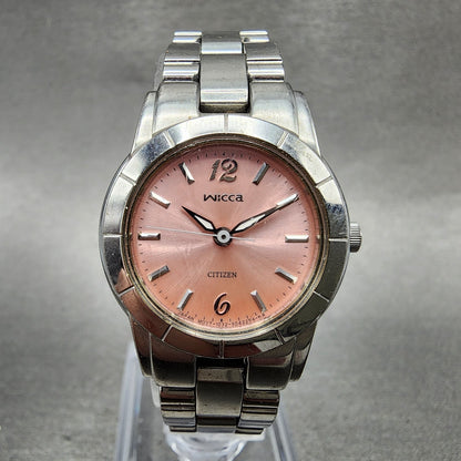 Citizen Wicca Watch Women 24mm Pink Dial Silver Tone 1032S004951 New Battery0