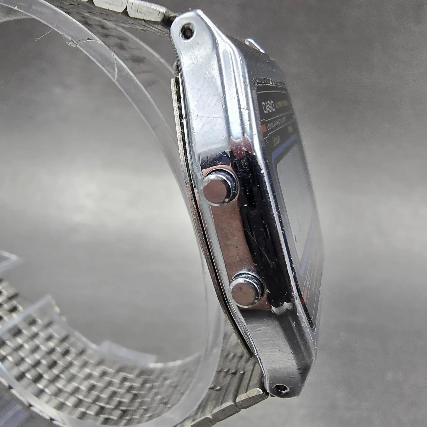 Casio A161 Watch Men 33mm Silver Tone Digital Alarm Chronograph PARTS4