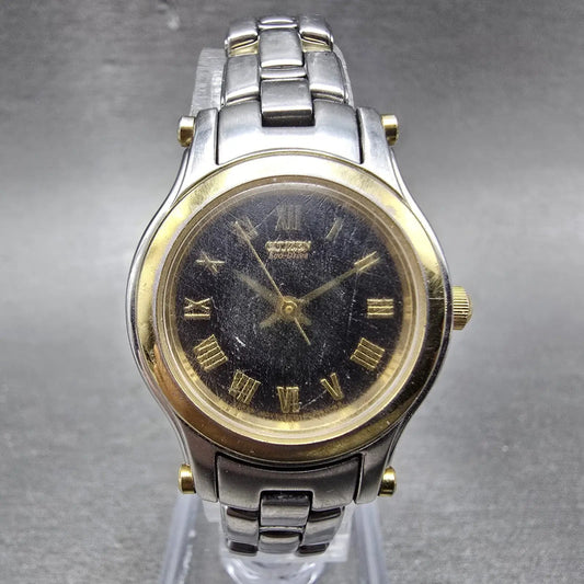 Citizen Eco-Drive Watch Women 25mm Black Dial Two Tone Round E031-S021812 Runs0