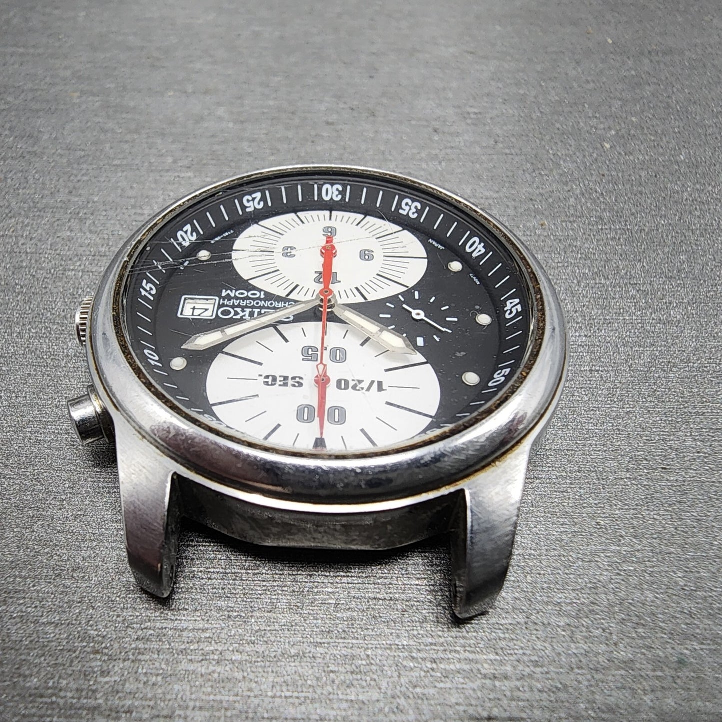 Seiko Chronograph Watch Men 37mm Black Dial Silver Tone Date 7t920bm0 New Batt4