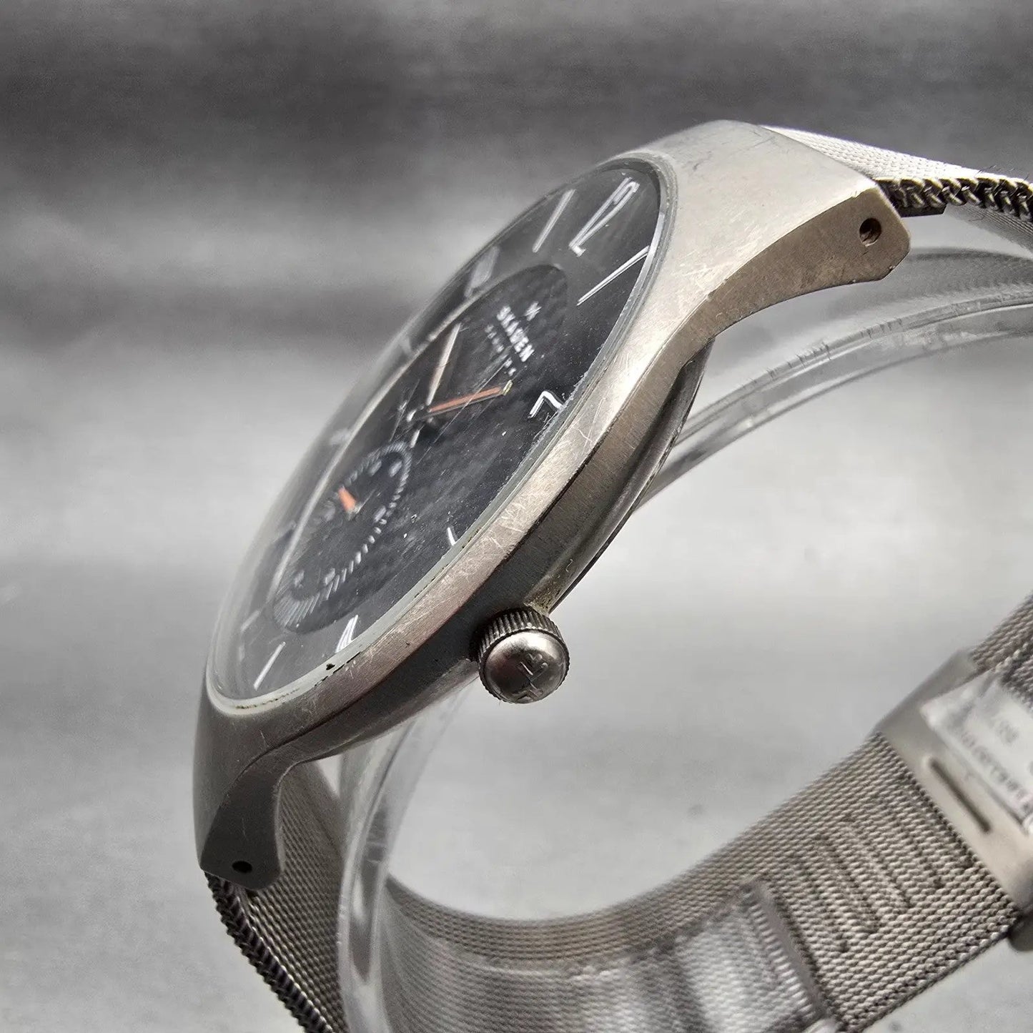 Skagen Watch Men 41mm Gray Dial Titanium Round Mesh Band 805XLTTM New Battery2