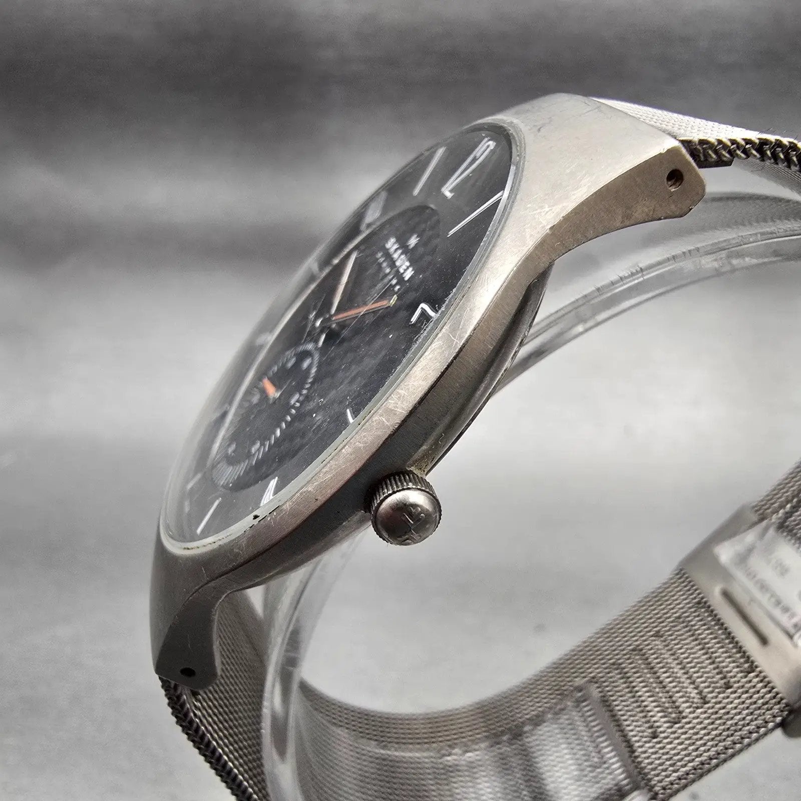 Skagen Watch Men 41mm Gray Dial Titanium Round Mesh Band 805XLTTM New Battery2