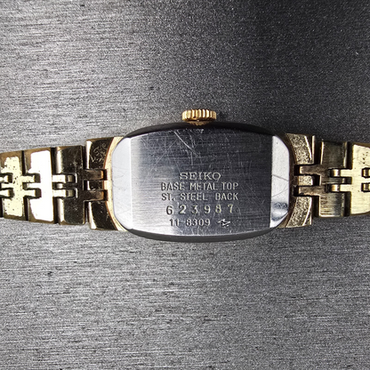 Seiko Watch Women 16mm Ivory Dial Gold Tone Oval 11-8309 Manual Wind Works10