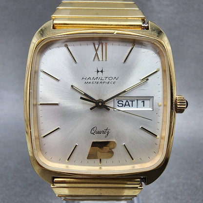Hamilton Masterpiece Watch Men 32mm Champagne Dial Gold Tone Daydate New Battery1