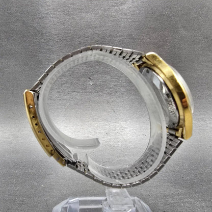 Citizen Seven Watch Men 35mm Silver Dial Gold Tone Date Round 4-068815 PARTS9