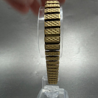 Seiko Watch Women 17mm Black Dial Gold Tone Rectangle 1N00-5K29 New Battery VTG7