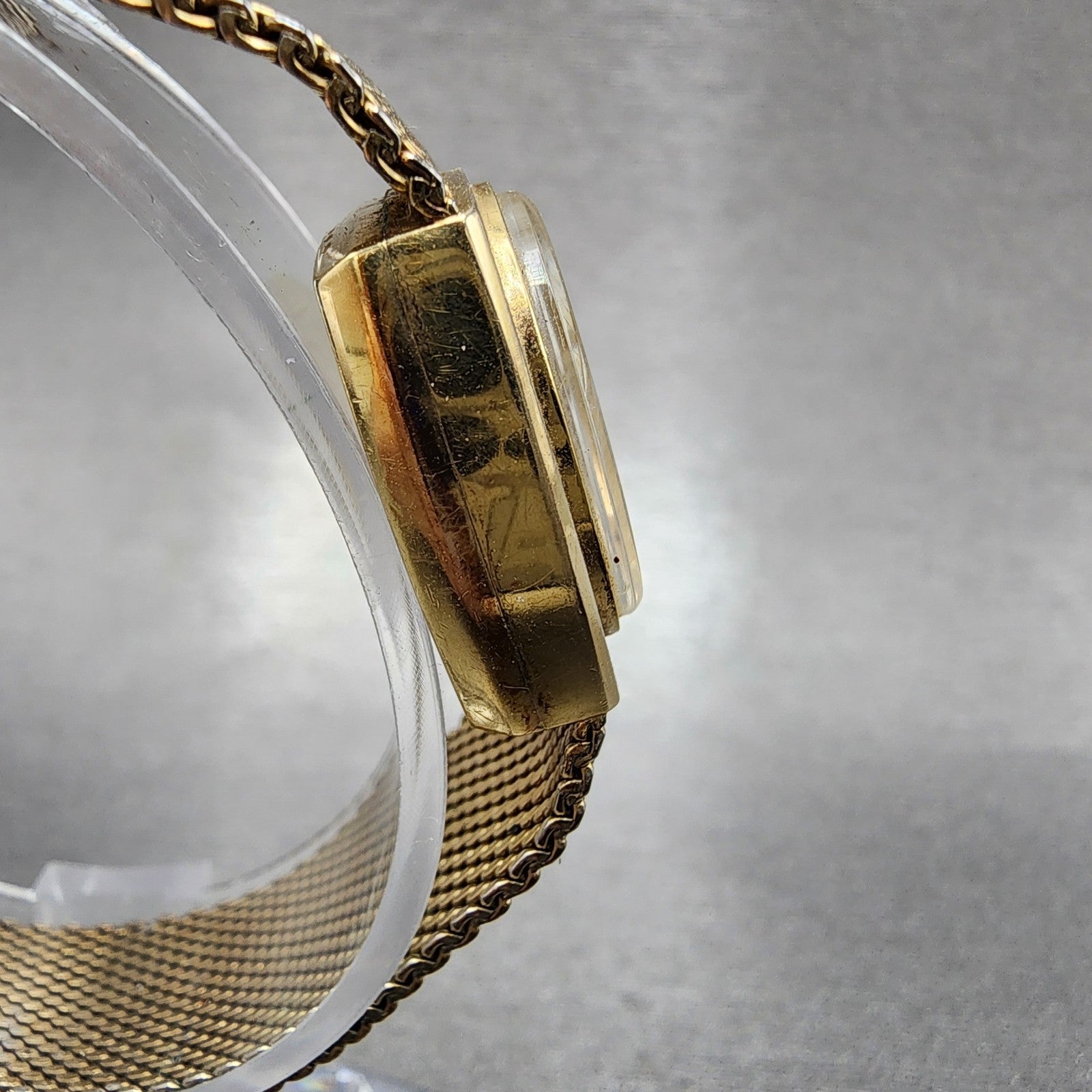 Bulova Accutron Watch Women 18mm Gold Dial Gold Filled Rectangle New Battery3