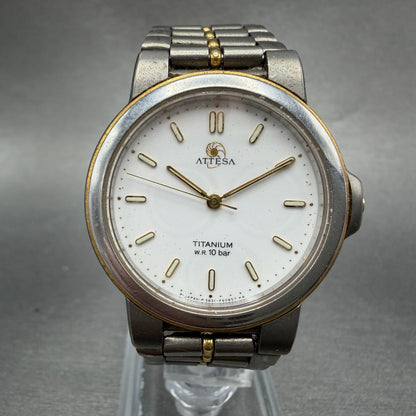 Citizen Attesa Watch Men 33mm White Dial Two Tone Titanium 5631-F60447 New Batt0