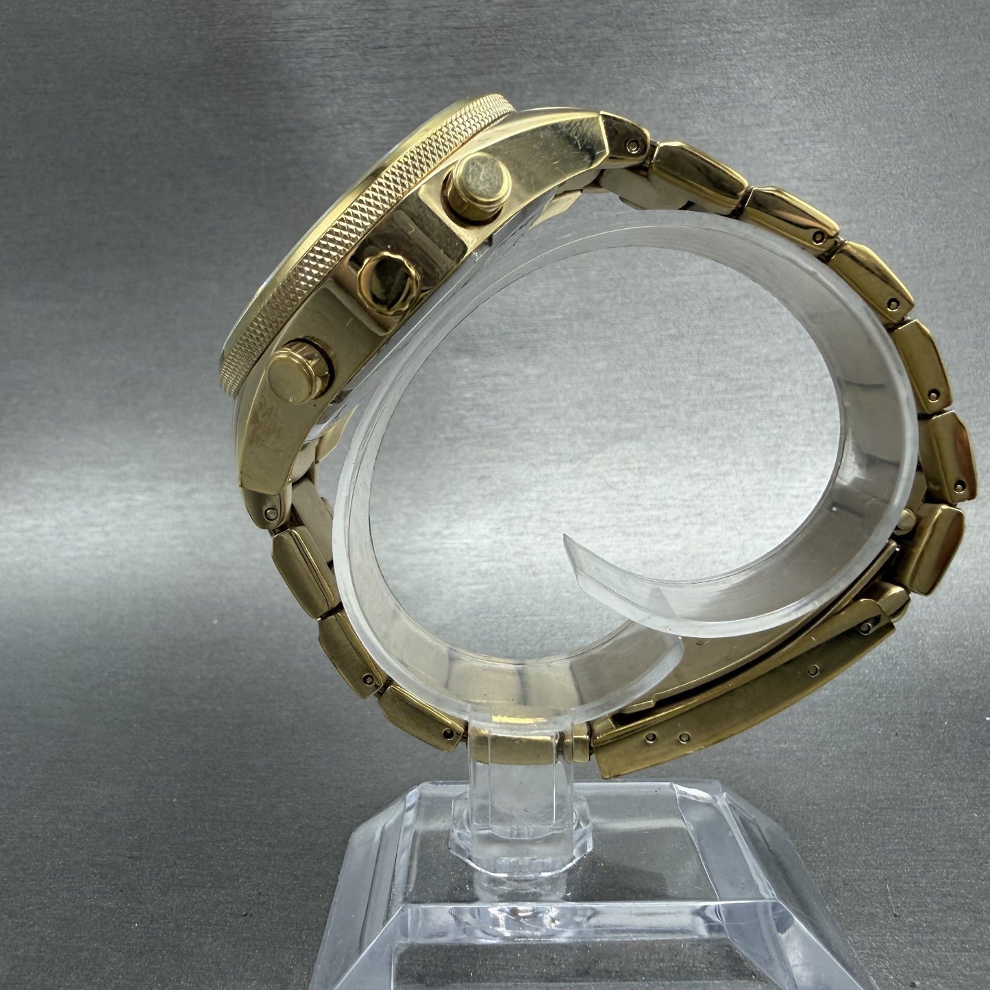 Fossil Chronograph Watch Women 40mm Champagne Dial Gold Tone Date Round New Batt6