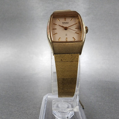 Seiko Watch Women 20mm White Dial Gold Tone Rectangle 2621-5120 New Battery